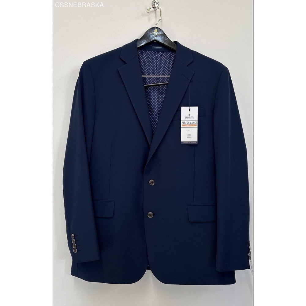 Stafford Navy Performans Travel Classic Fit - Size 42R